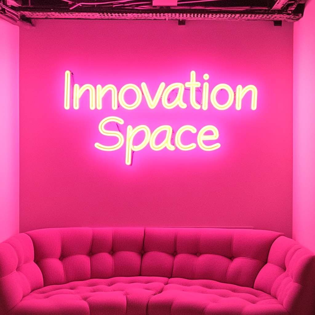 "Innovation Space" - Pink Neon Sign, 24 Inches