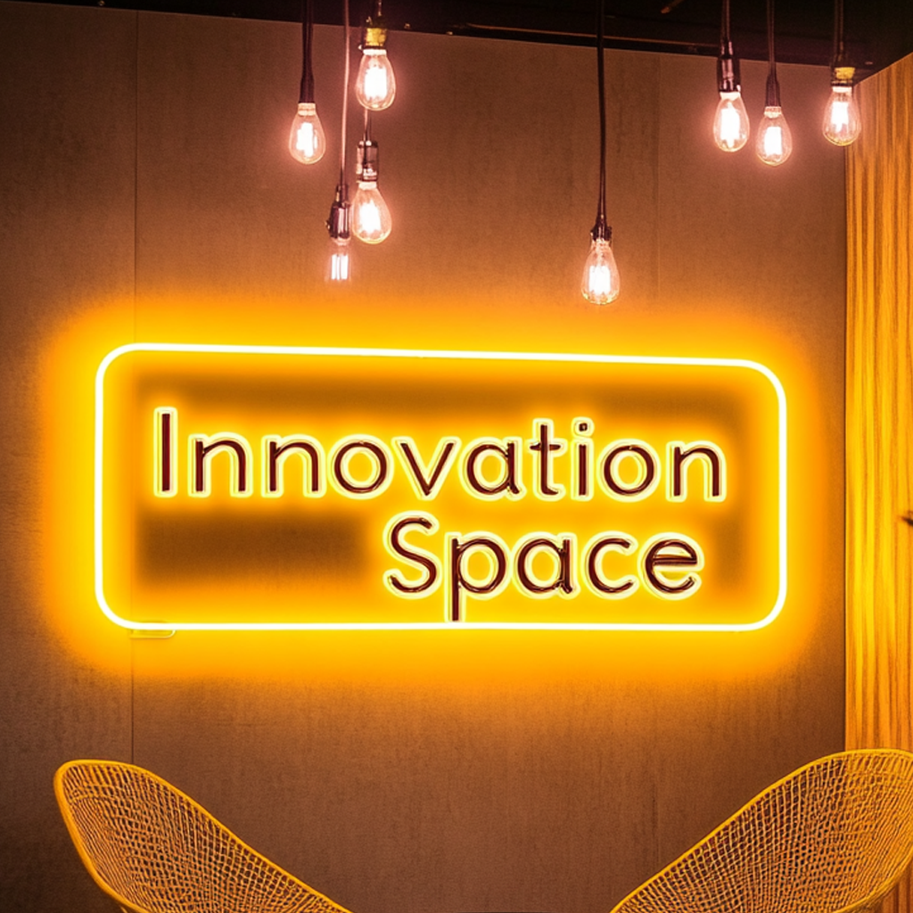 "Innovation Space" - Yellow Neon Sign, 24 Inches