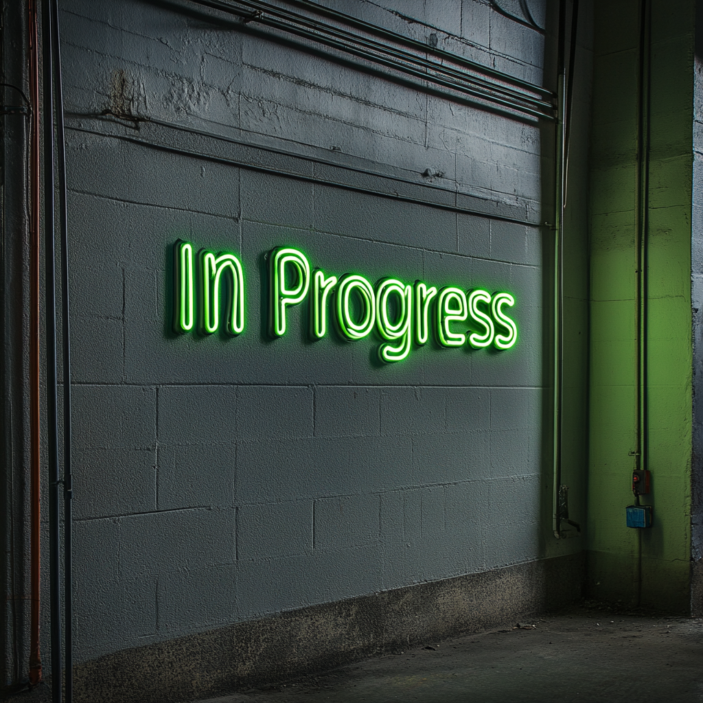 "In Progress" - Green Neon Sign, 24 Inches