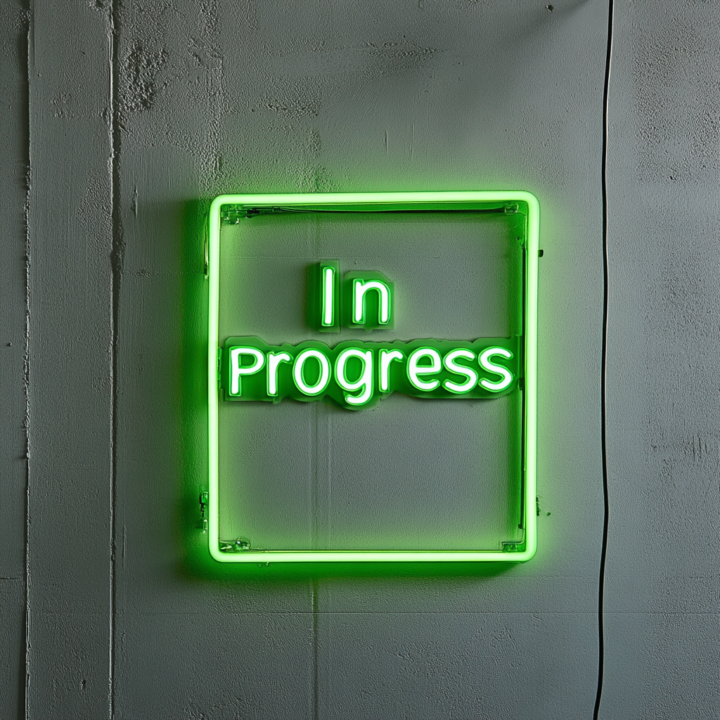 "In Progress" - Green Neon Sign, 24 Inches