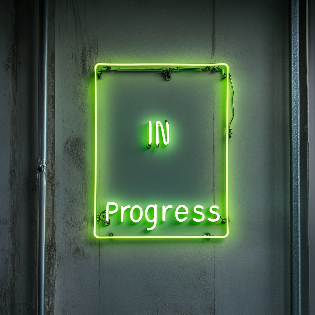 "In Progress" - Green Neon Sign, 24 Inches