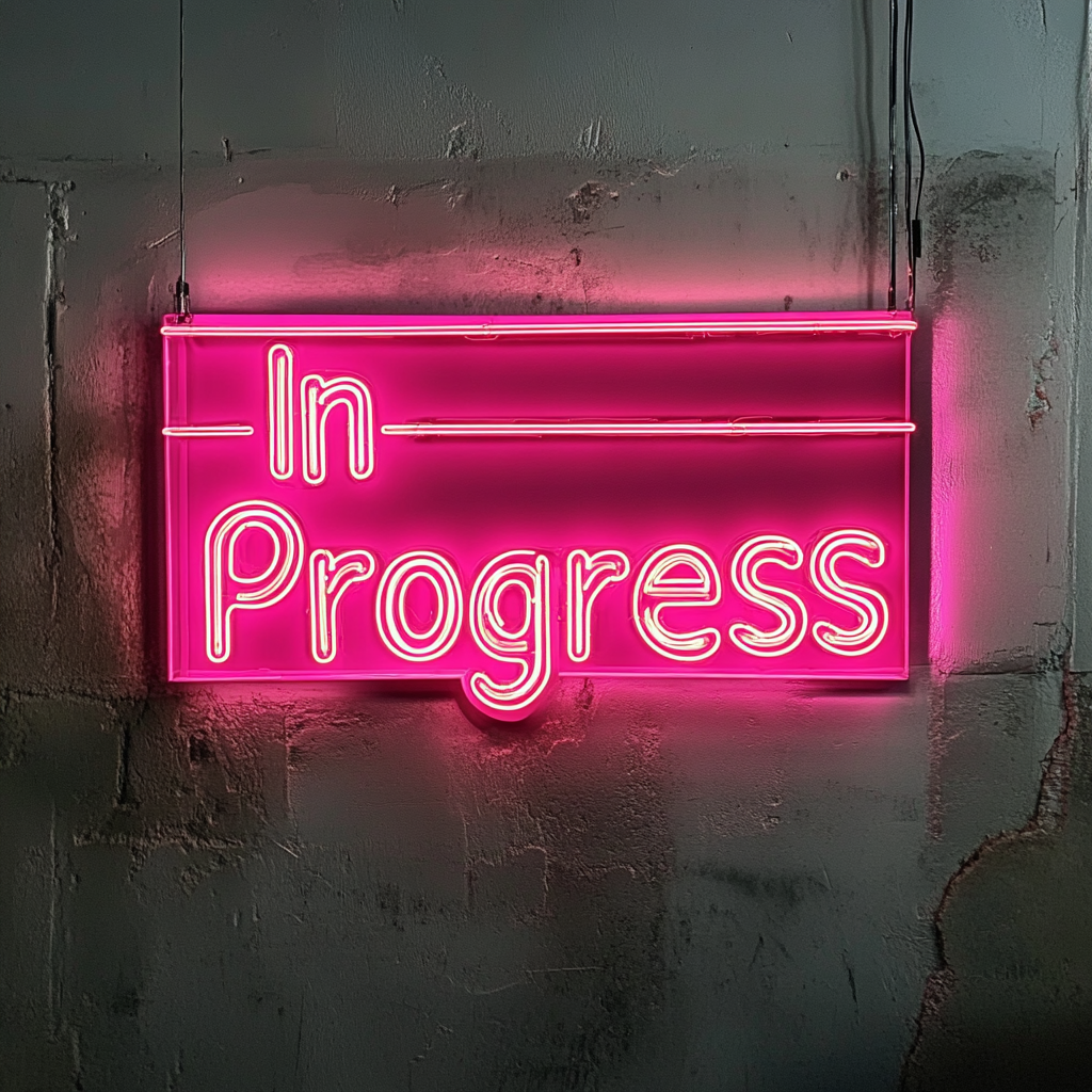 "In Progress" - Pink Neon Sign, 24 Inches