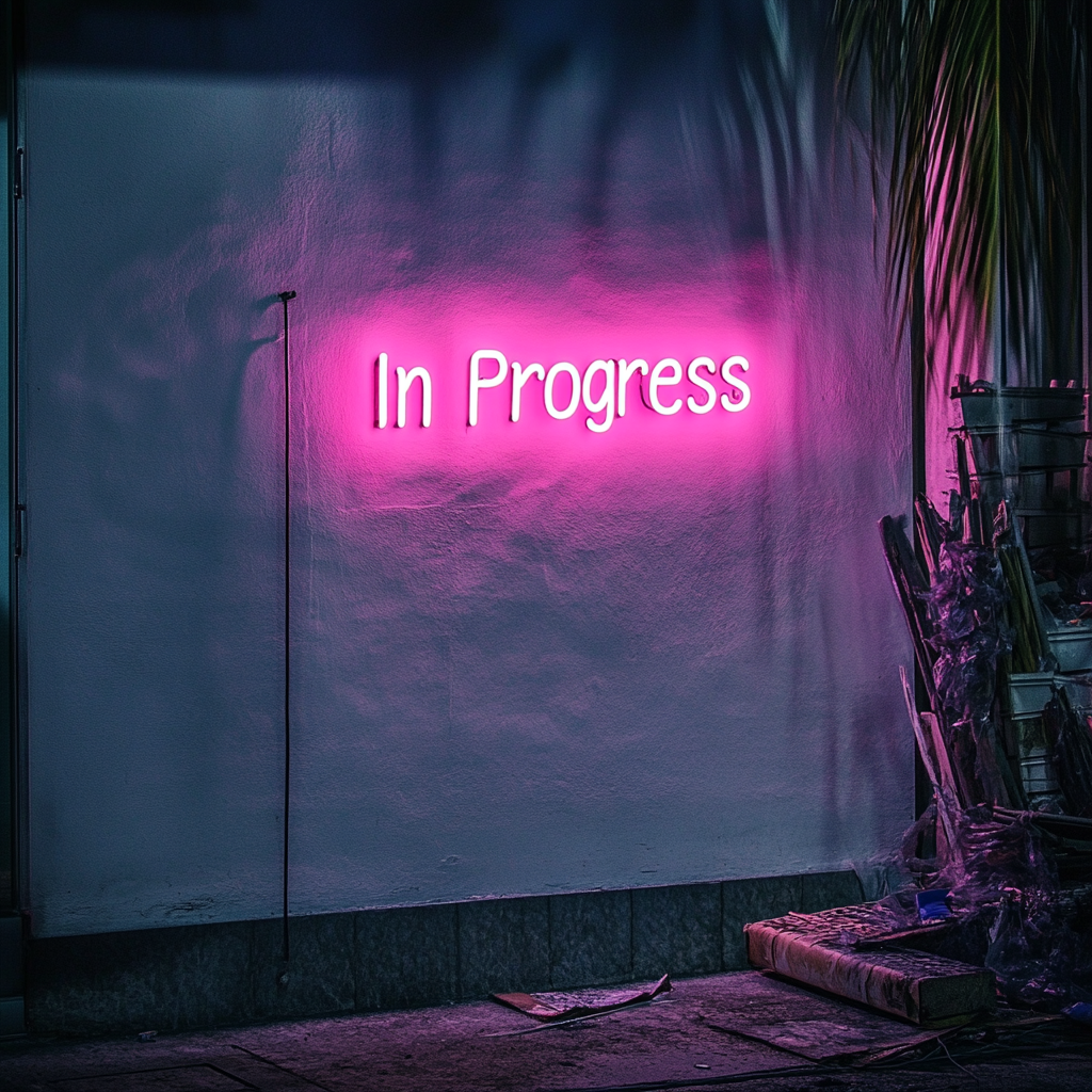 "In Progress" - Pink Neon Sign, 24 Inches