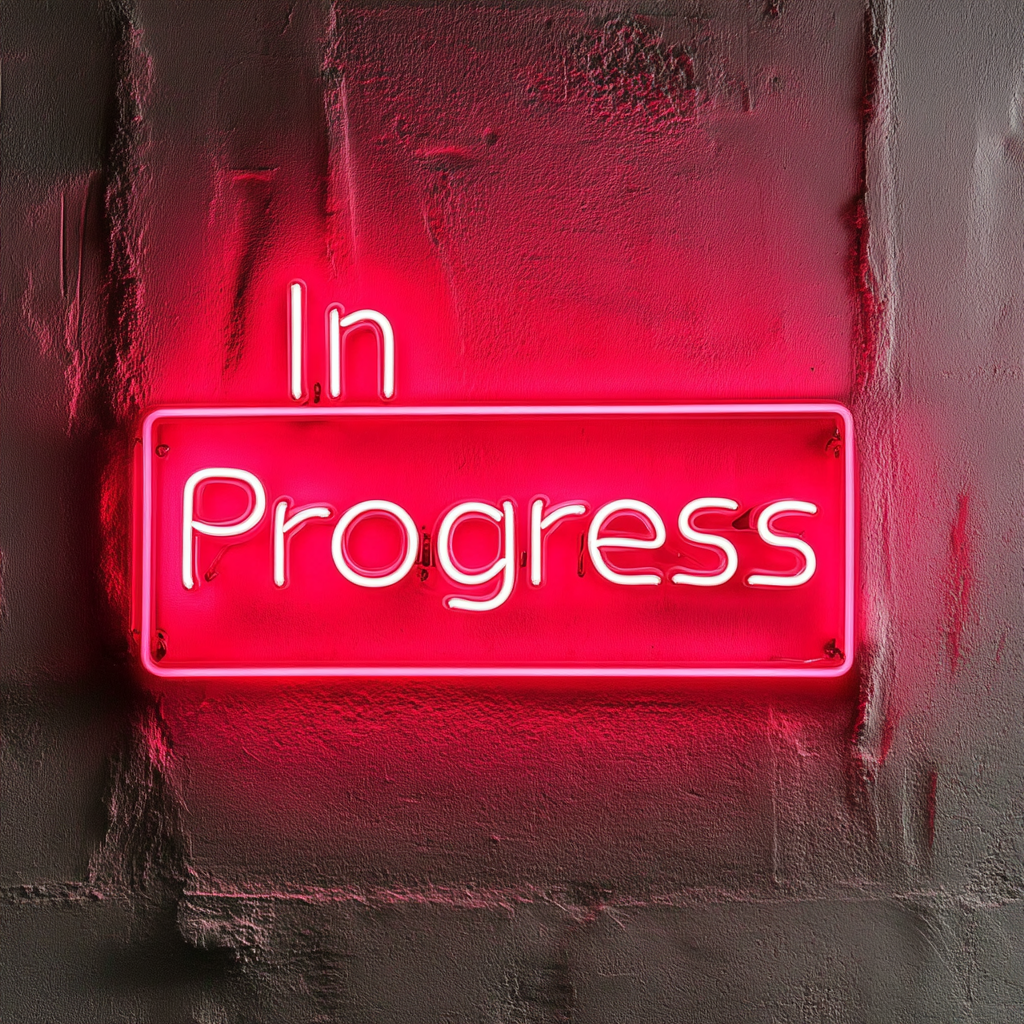 "In Progress" - Red Neon Sign, 24 Inches