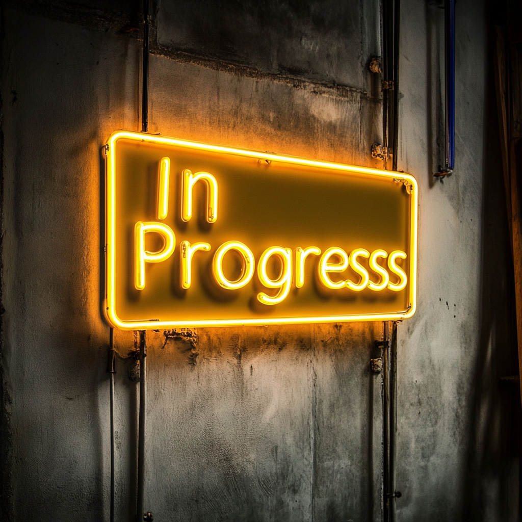 "In Progress" - Yellow Neon Sign, 24 Inches