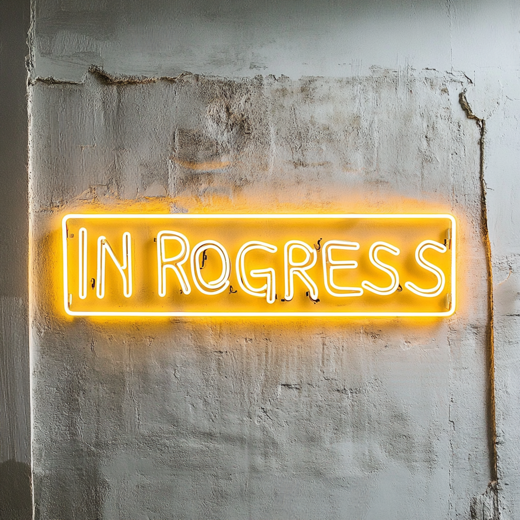 "In Progress" - Yellow Neon Sign, 24 Inches