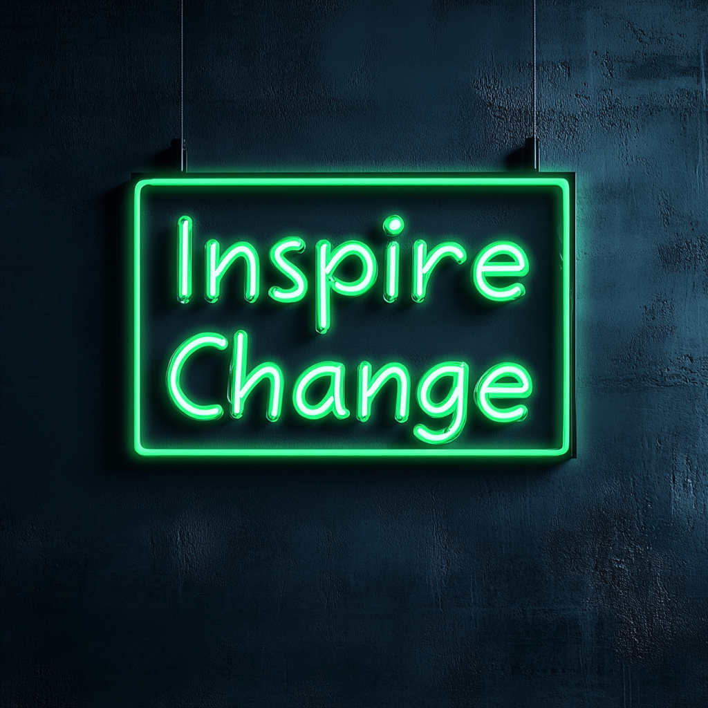 "Inspire Change" - Green Neon Sign, 24 Inches