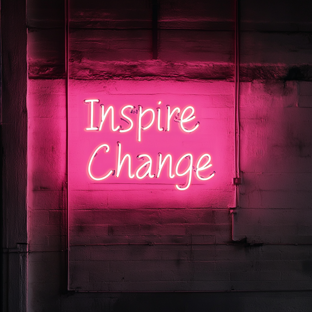 "Inspire Change" - Pink Neon Sign, 24 Inches
