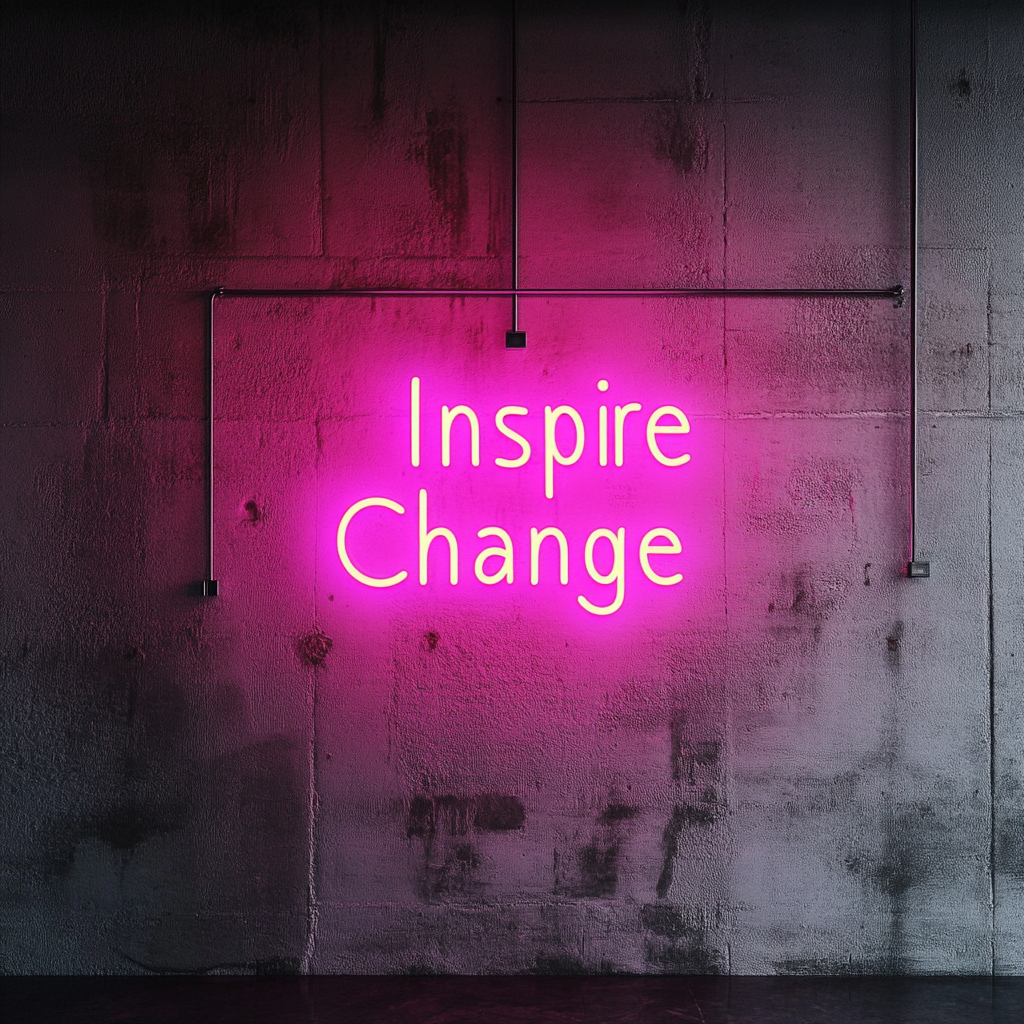 "Inspire Change" - Pink Neon Sign, 24 Inches