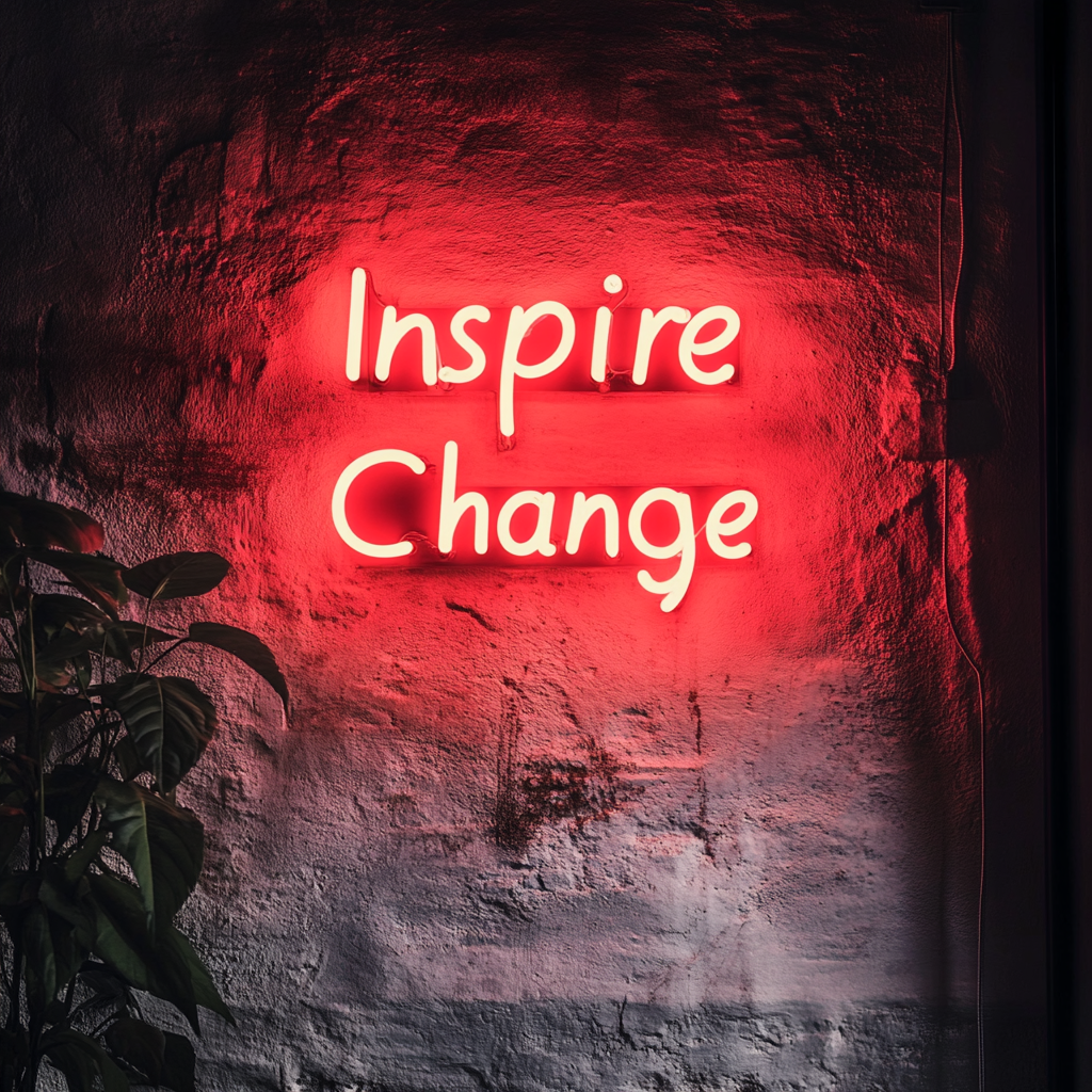 "Inspire Change" - Red Neon Sign, 24 Inches