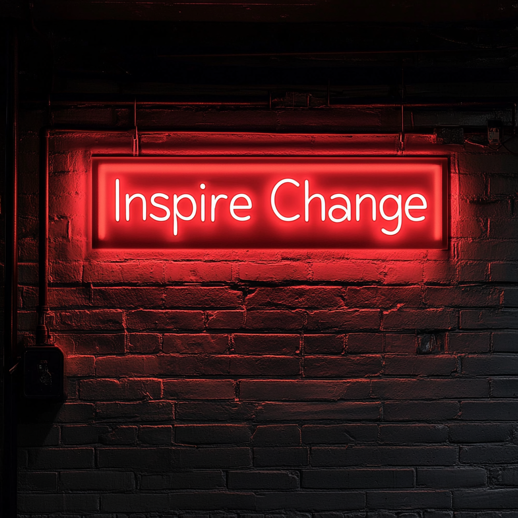 "Inspire Change" - Red Neon Sign, 24 Inches