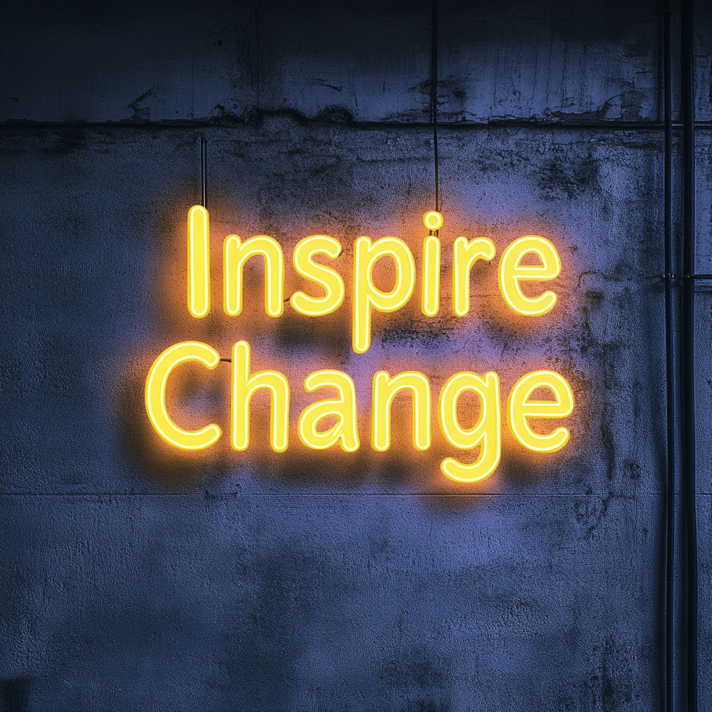 "Inspire Change" - Yellow Neon Sign, 24 Inches