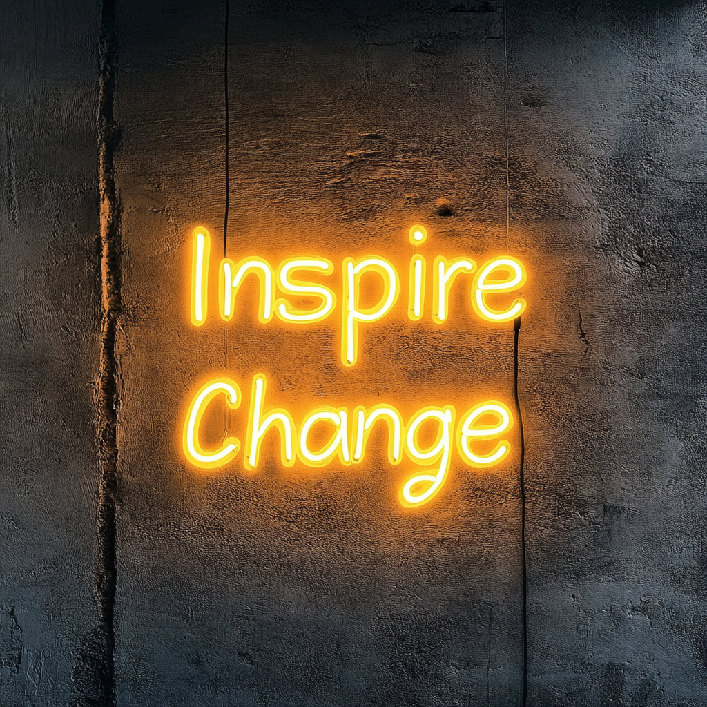 "Inspire Change" - Yellow Neon Sign, 24 Inches