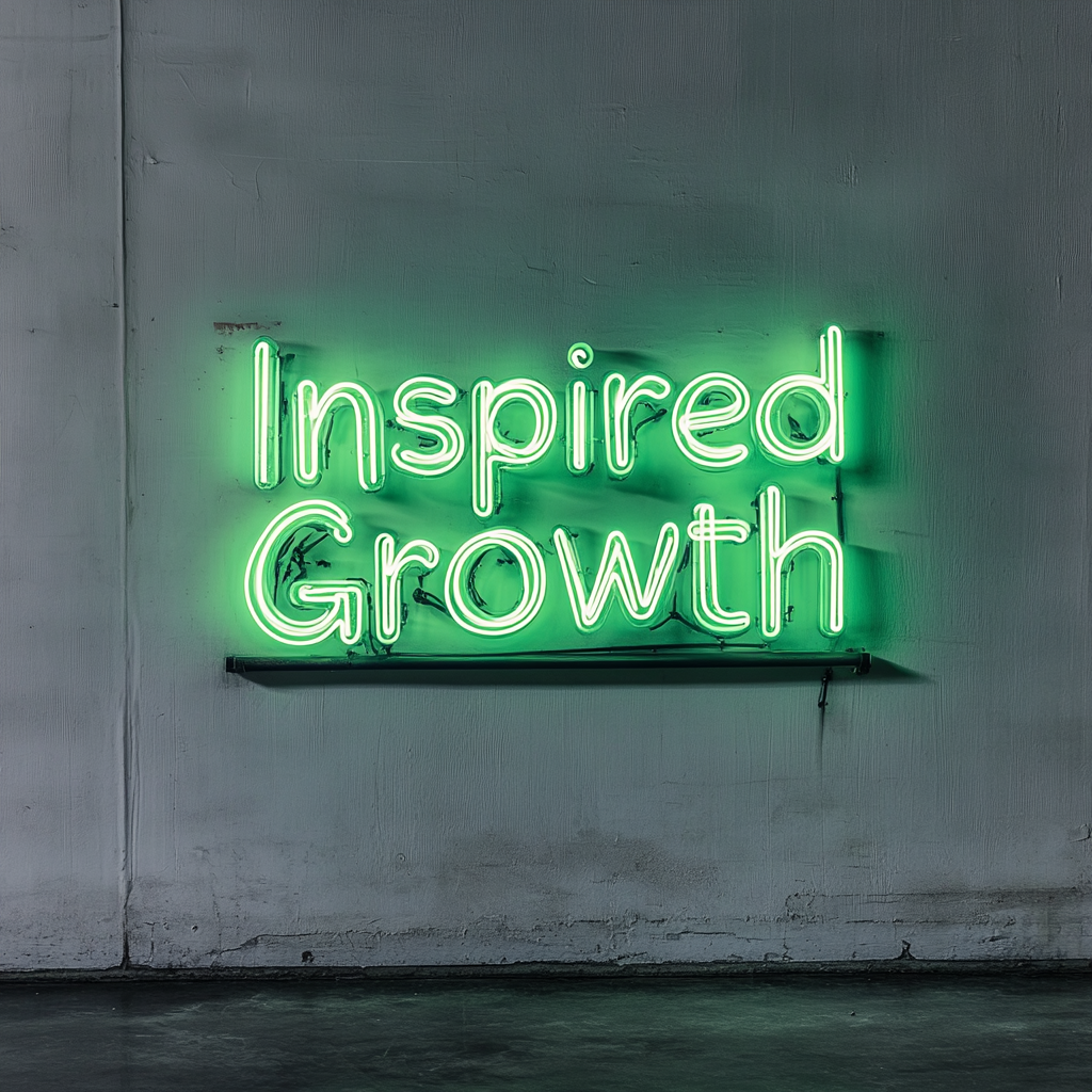 "Inspired Growth" - Green Neon Sign, 24 Inches