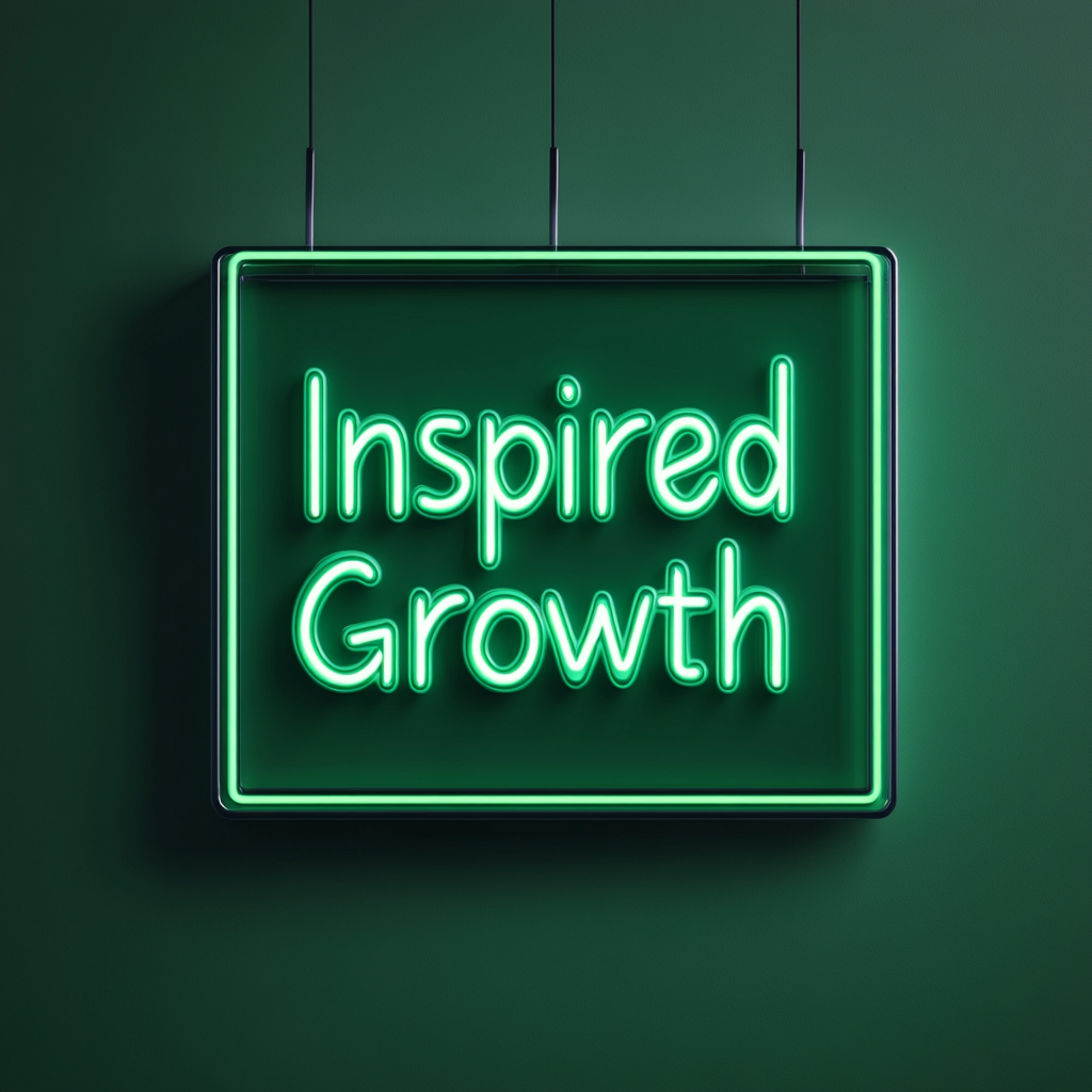"Inspired Growth" - Green Neon Sign, 24 Inches