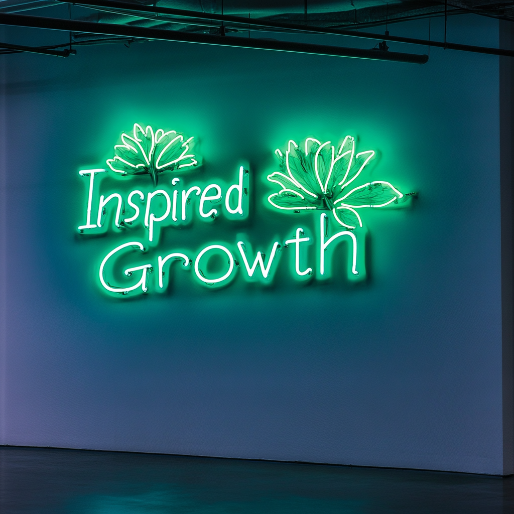 "Inspired Growth" - Green Neon Sign, 24 Inches