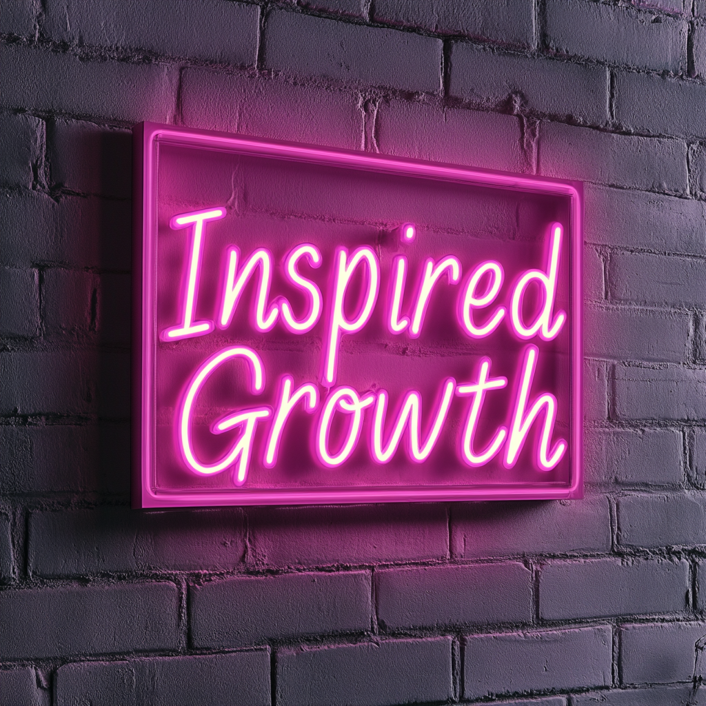 "Inspired Growth" - Pink Neon Sign, 24 Inches