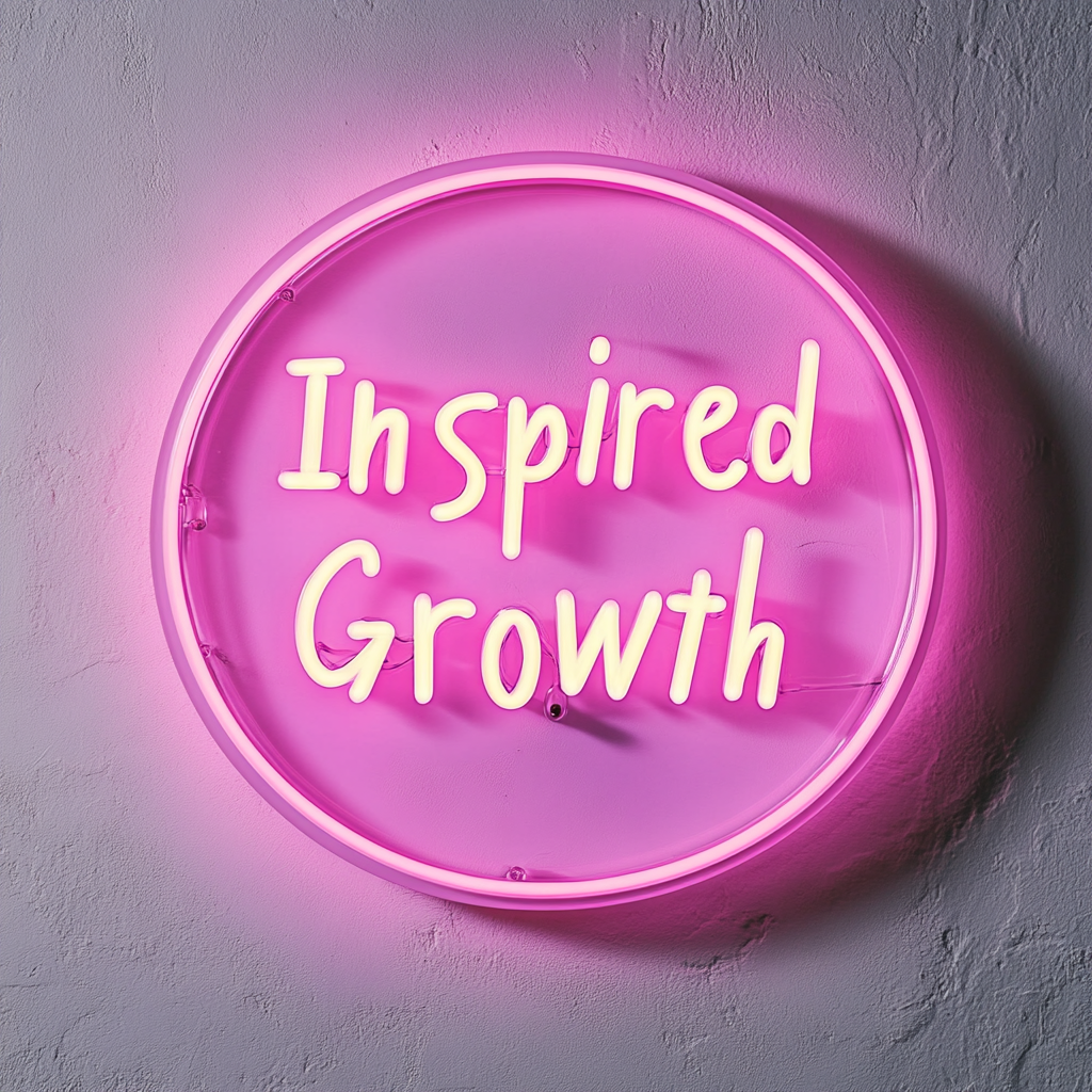 "Inspired Growth" - Pink Neon Sign, 24 Inches