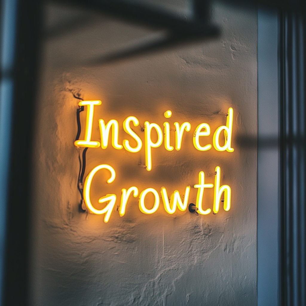 "Inspired Growth" - Yellow Neon Sign, 24 Inches