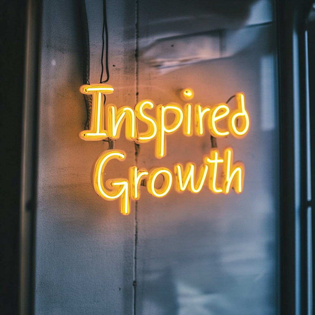 "Inspired Growth" - Yellow Neon Sign, 24 Inches
