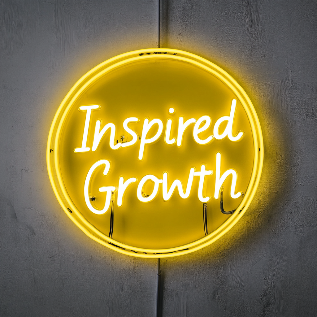 "Inspired Growth" - Yellow Neon Sign, 24 Inches