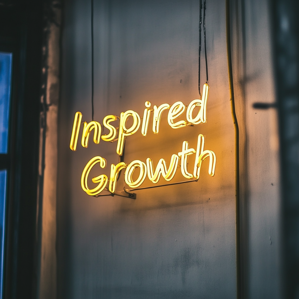 "Inspired Growth" - Yellow Neon Sign, 24 Inches