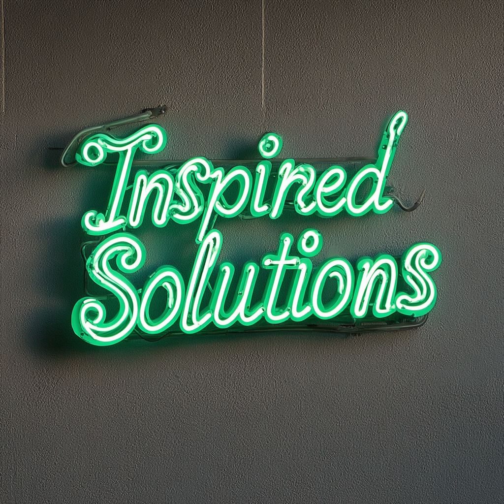 "Inspired Solutions" - Green Neon Sign, 24 Inches