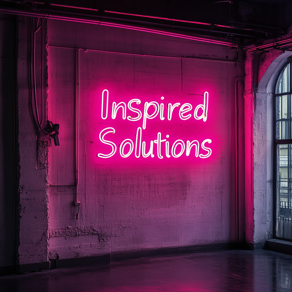 "Inspired Solutions" - Pink Neon Sign, 24 Inches