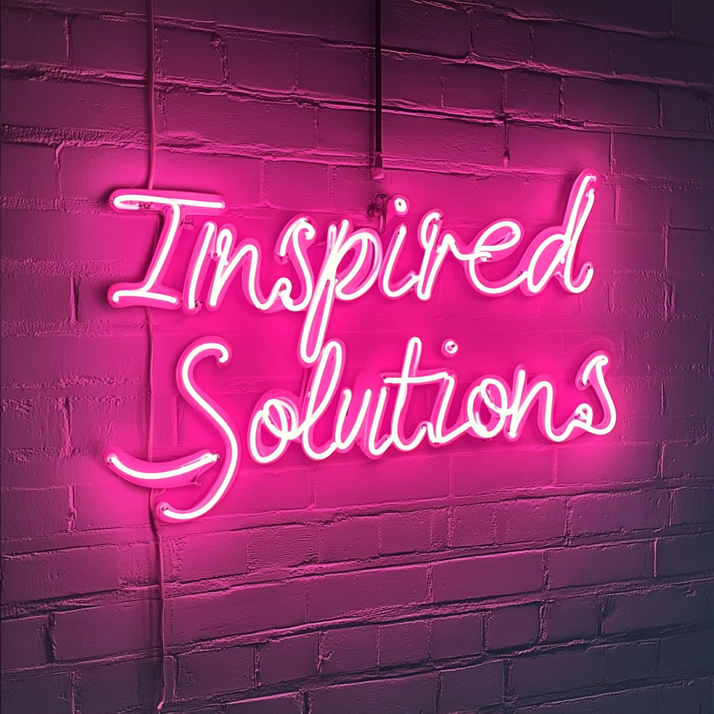 "Inspired Solutions" - Pink Neon Sign, 24 Inches