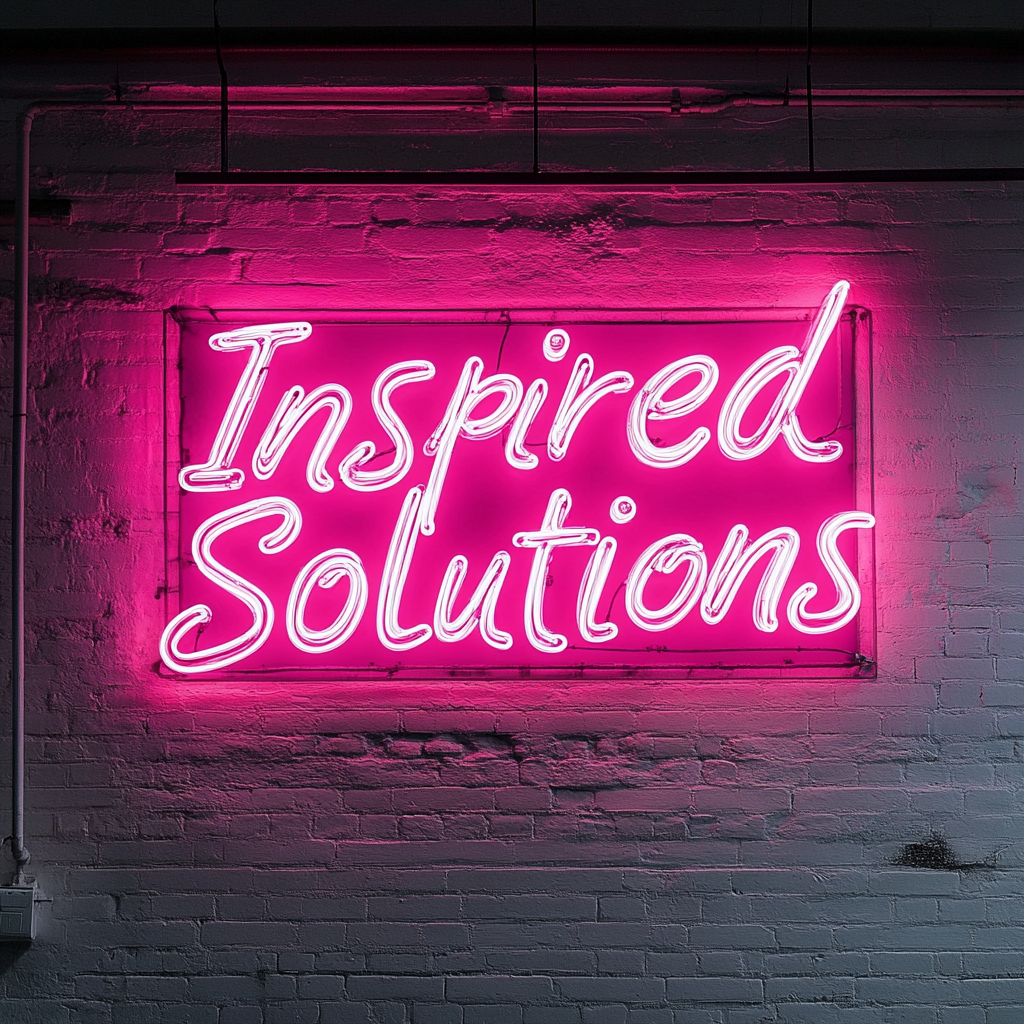 "Inspired Solutions" - Pink Neon Sign, 24 Inches