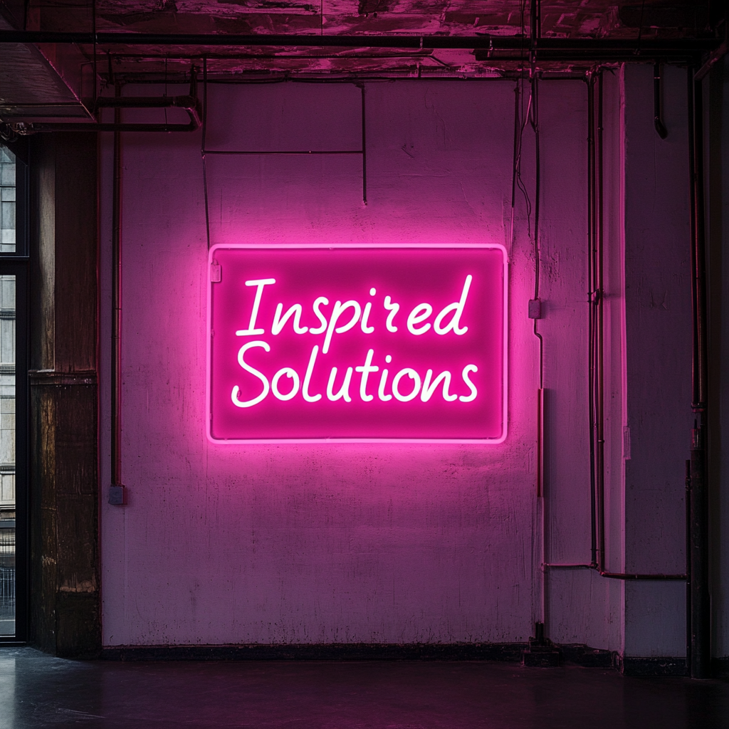 "Inspired Solutions" - Pink Neon Sign, 24 Inches