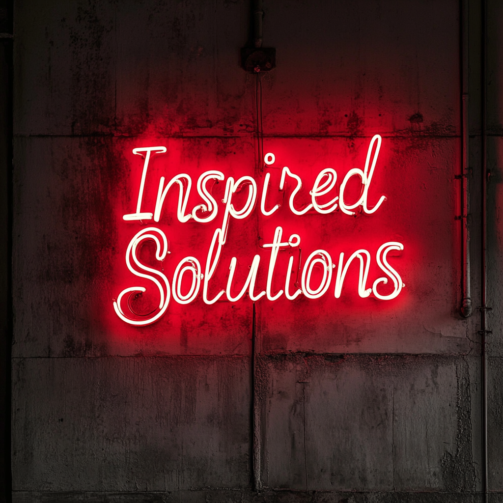 "Inspired Solutions" - Red Neon Sign, 24 Inches