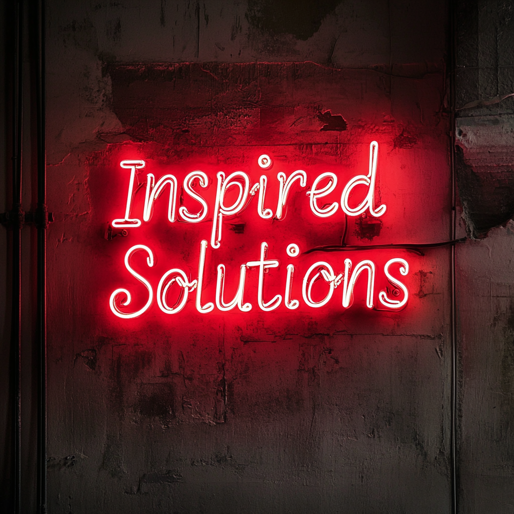 "Inspired Solutions" - Red Neon Sign, 24 Inches