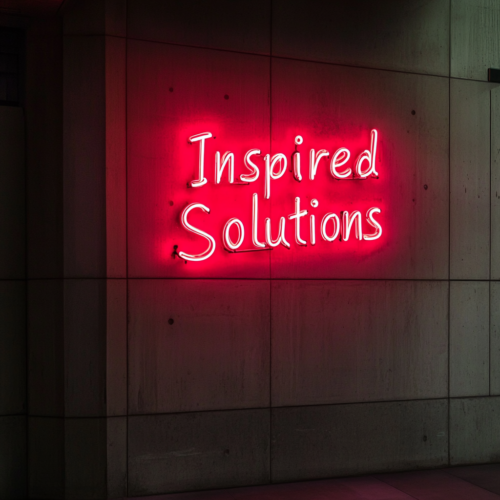 "Inspired Solutions" - Red Neon Sign, 24 Inches