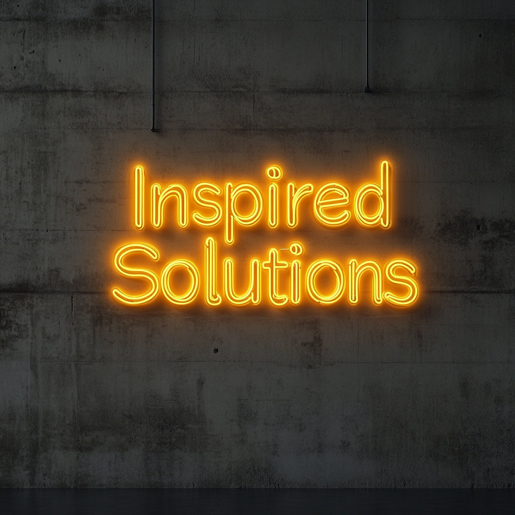 "Inspired Solutions" - Yellow Neon Sign, 24 Inches