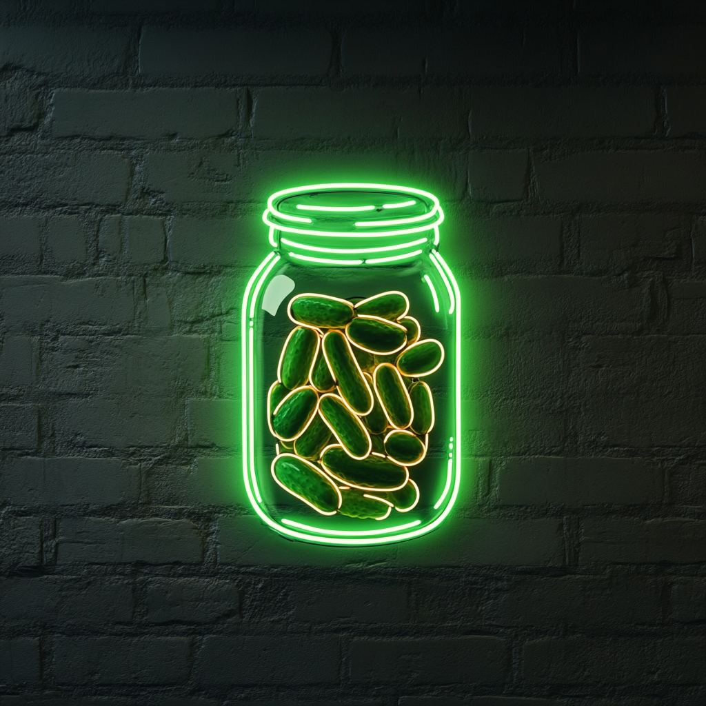 Jar of Pickles - Green Neon Sign, 24 Inches