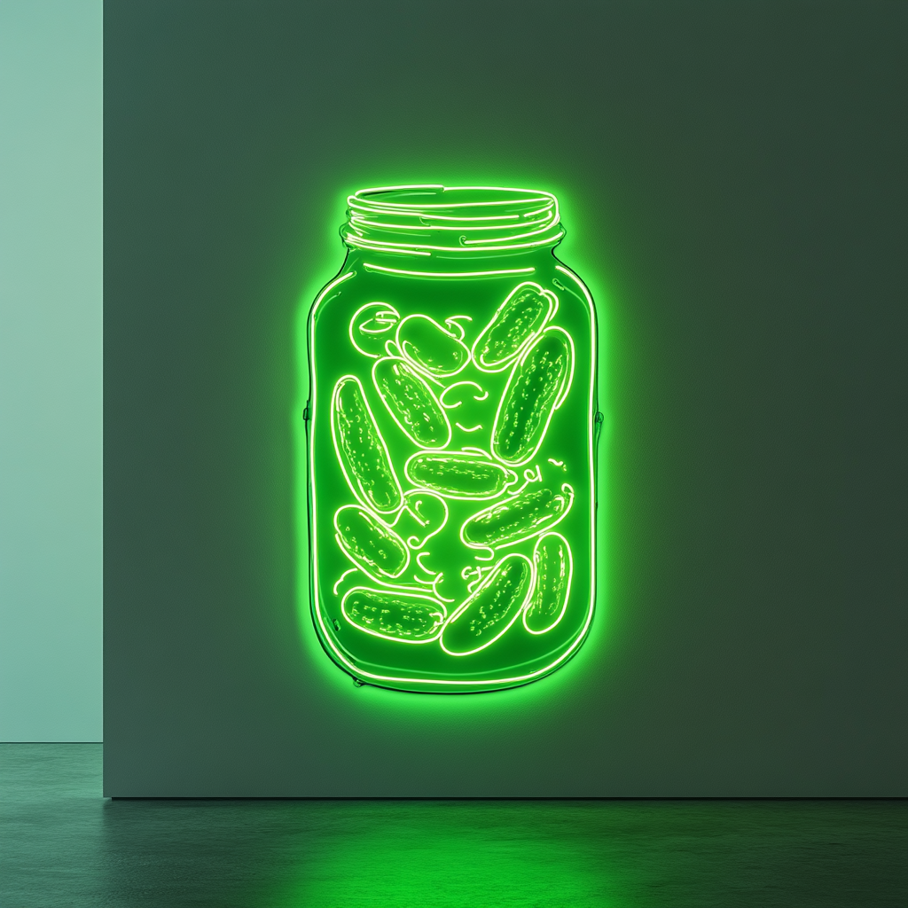 Jar of Pickles - Green Neon Sign, 18 Inches