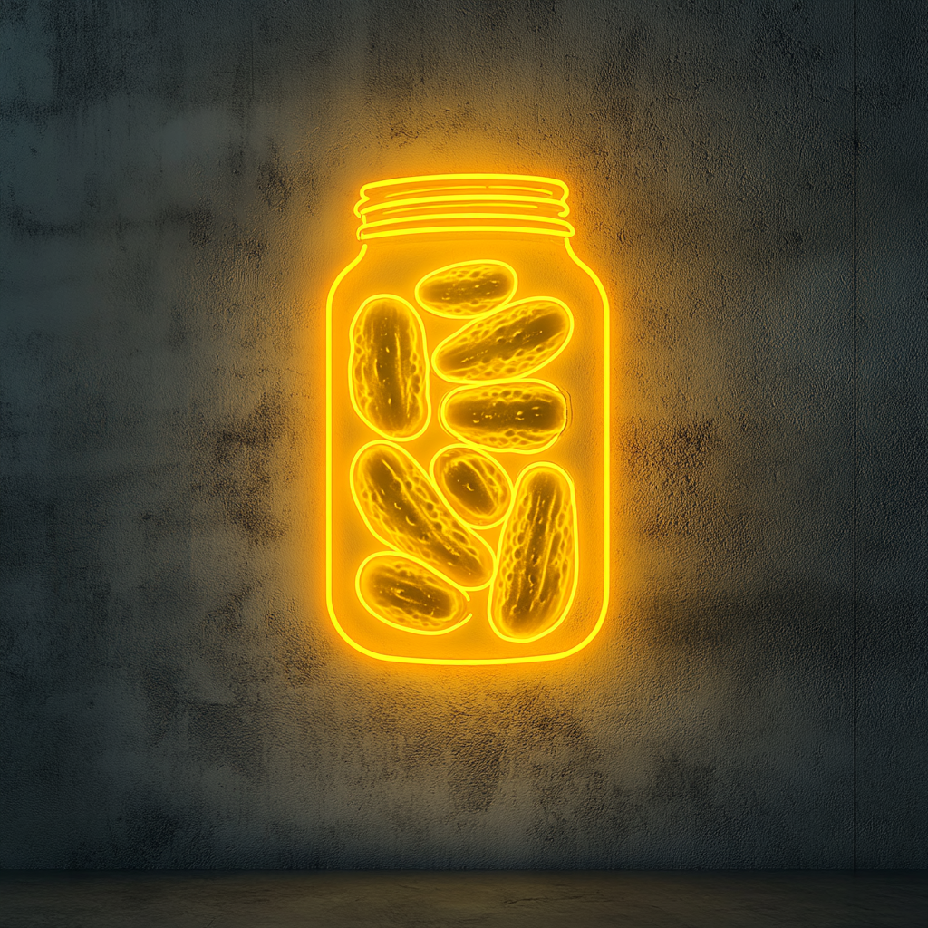 Jar of Pickles - Yellow Neon Sign, 18 Inches