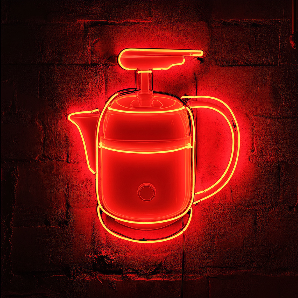 Juicer with Orange - Red Neon Sign, 24 Inches
