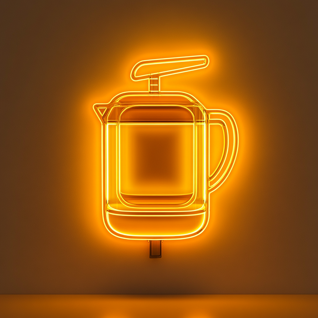 Juicer with Orange - Yellow Neon Sign, 24 Inches