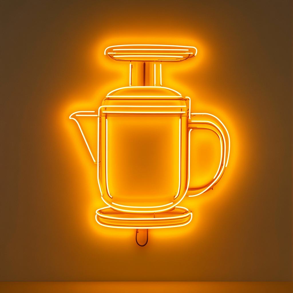 Juicer with Orange - Yellow Neon Sign, 18 Inches