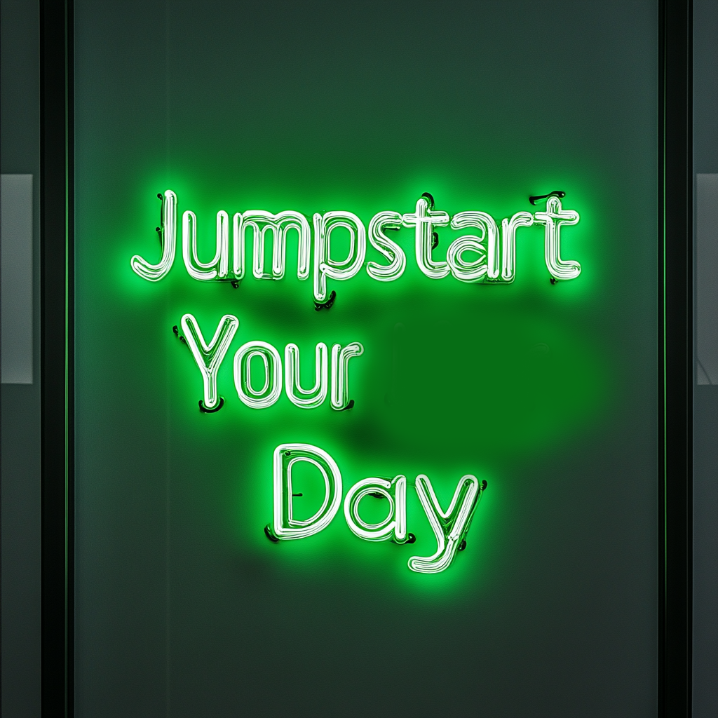 "Jumpstart Your Day" - Green Neon Sign, 24 Inches