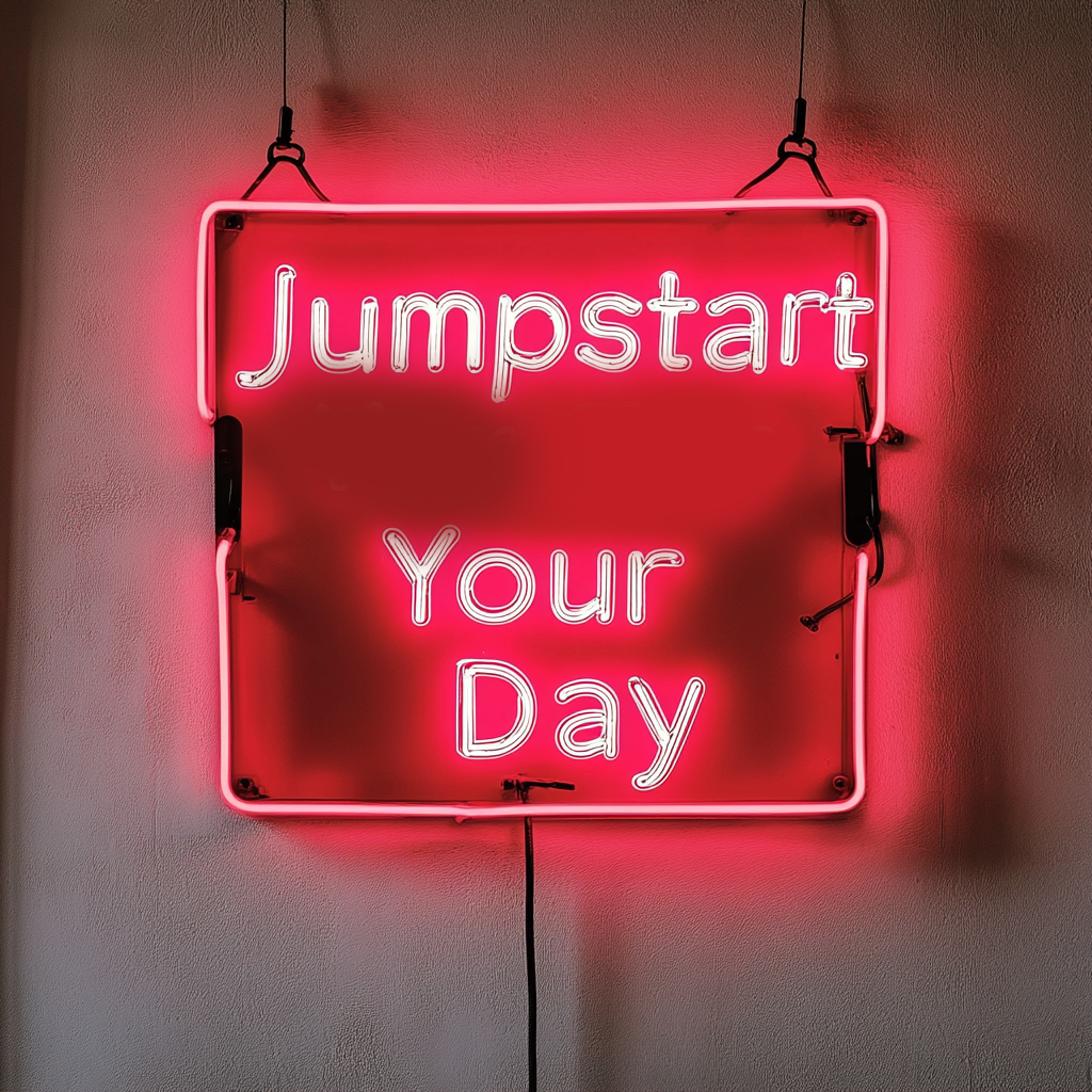 "Jumpstart Your Day" - Pink Neon Sign, 24 Inches