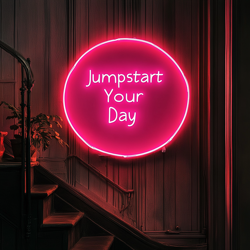 "Jumpstart Your Day" - Pink Neon Sign, 24 Inches