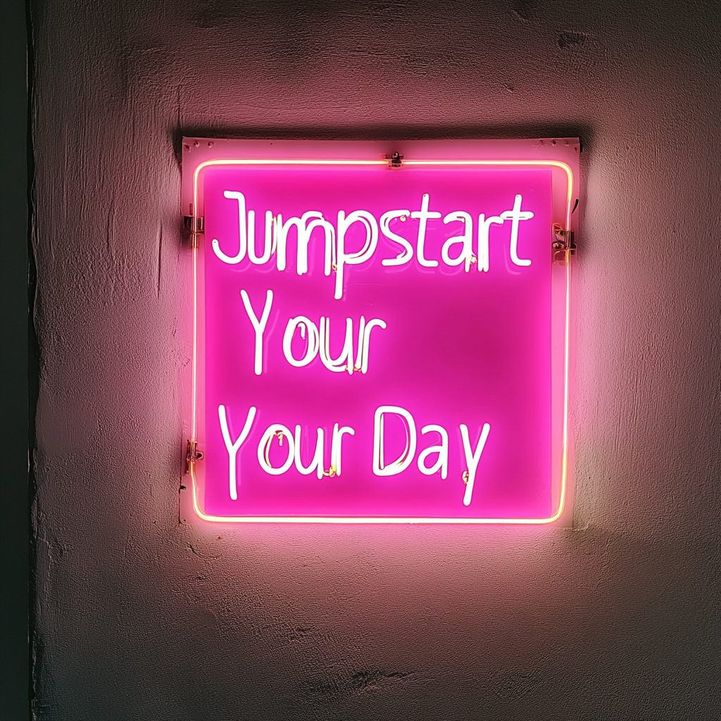 "Jumpstart Your Day" - Pink Neon Sign, 24 Inches
