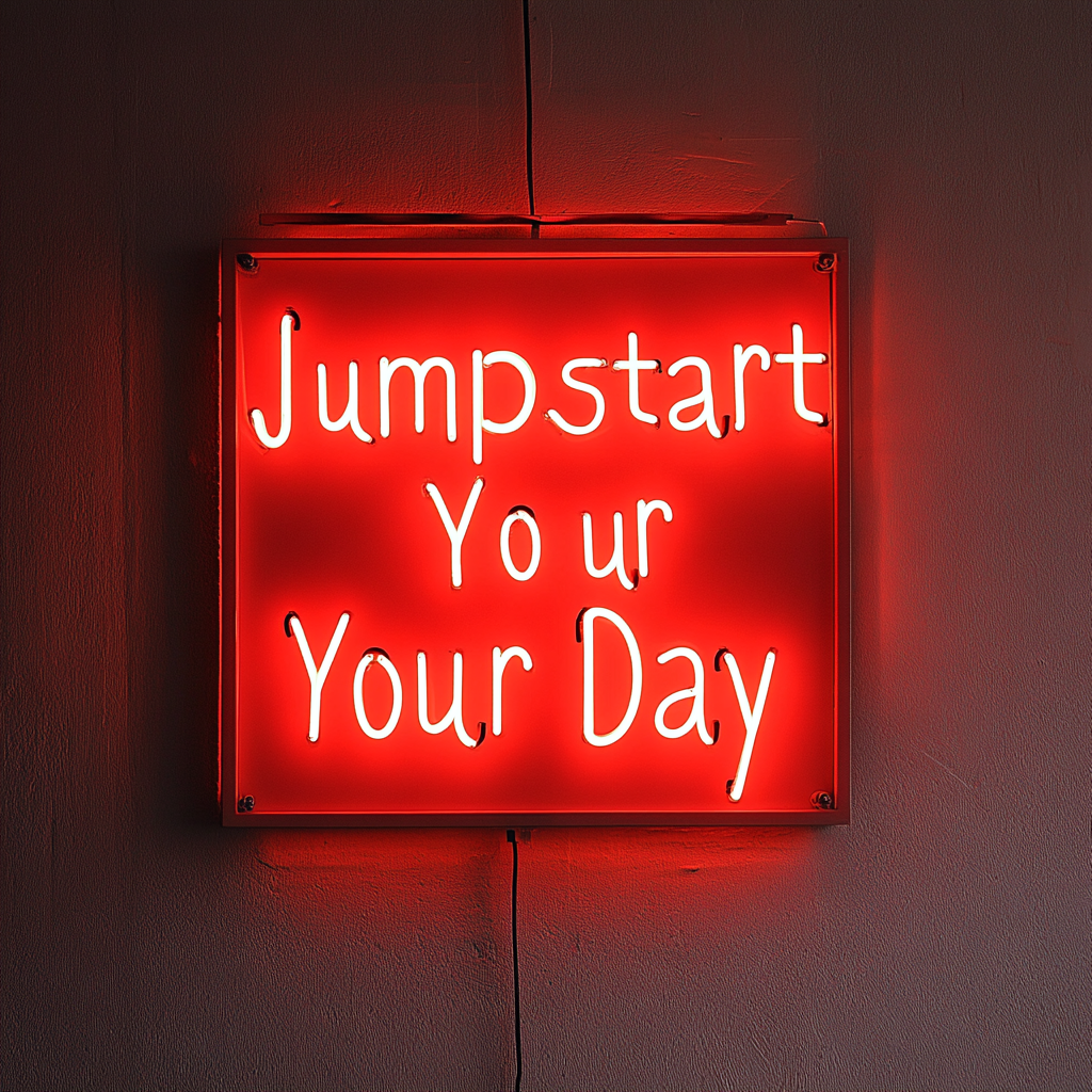 "Jumpstart Your Day" - Red Neon Sign, 24 Inches