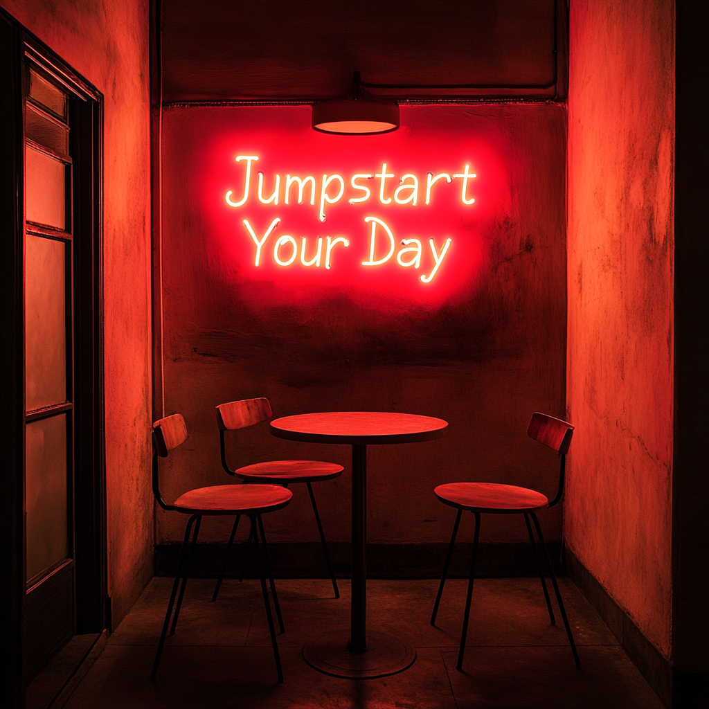 "Jumpstart Your Day" - Red Neon Sign, 18 Inches