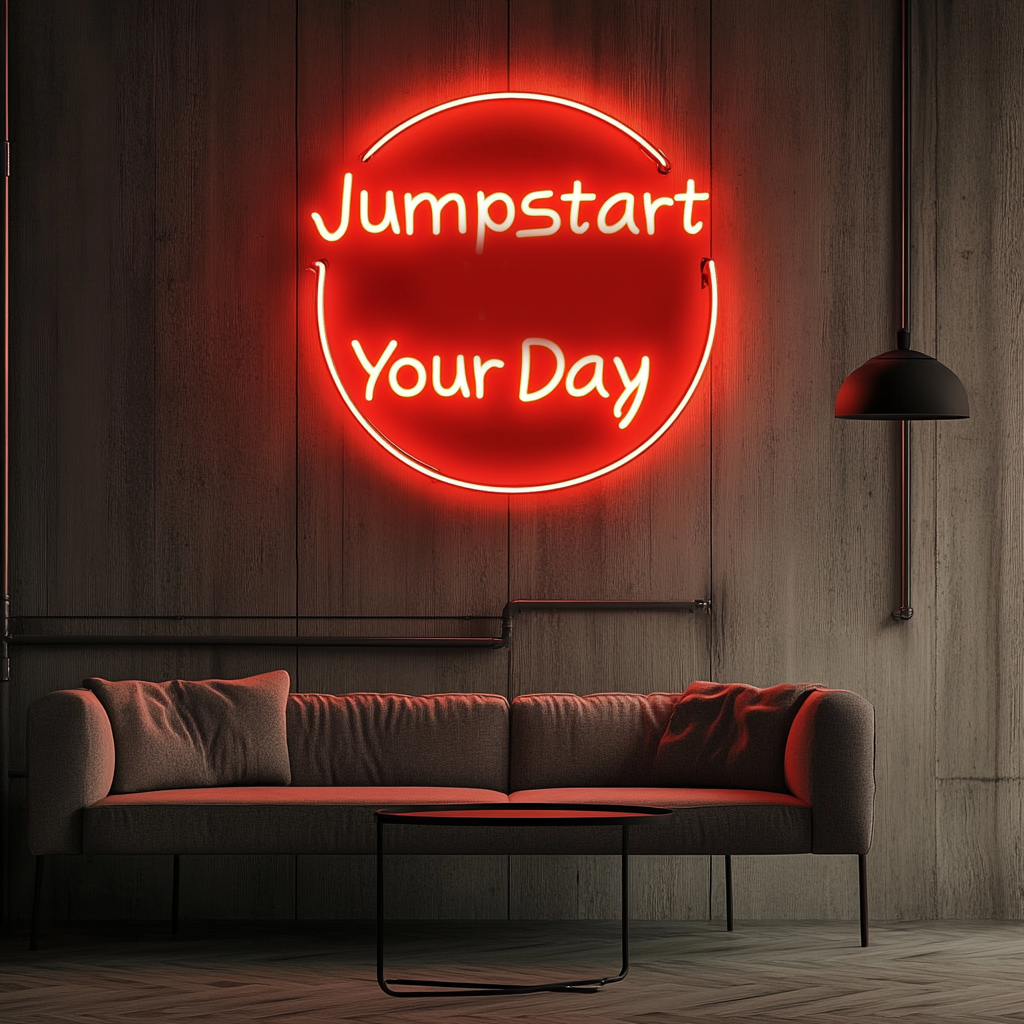 "Jumpstart Your Day" - Red Neon Sign, 24 Inches