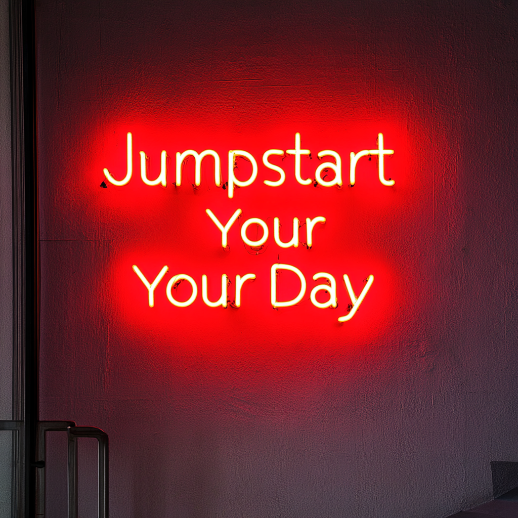 "Jumpstart Your Day" - Red Neon Sign, 24 Inches