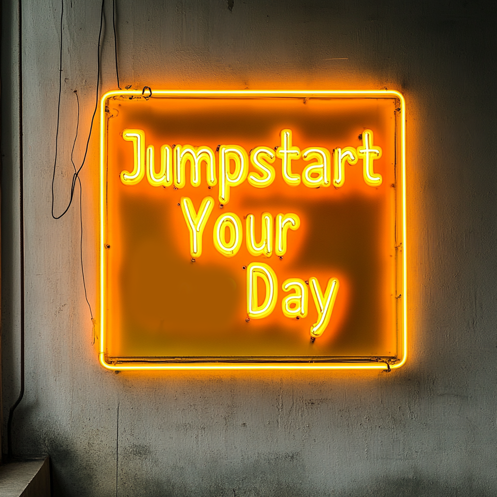 "Jumpstart Your Day" - Yellow Neon Sign, 24 Inches